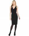 Jones New York's V-neck dress features chic lace trim for a charming look day or night.