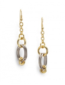 THE LOOKTwo-tone designInterlocking link accentsChain details18k white and yellow goldplated settingHook backTHE MEASUREMENTLength, about 2¾ORIGINMade in Italy