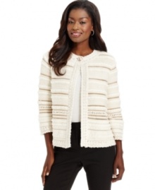 Made with plenty of nubby texture, JM Collection's couture-inspired cardigan instantly elevates any look.