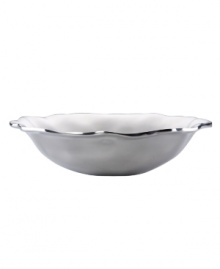 Pretty and polished, this Organics bowl from Lenox's collection of serveware and serving dishes combines a natural shape in bright aluminum with a playful ruffled edge. Qualifies for Rebate