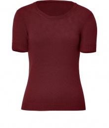 Sophisticated style is effortlessly achieved with this ultra-chic cashmere top from Malo - Round neck, short sleeves, slim fit, ribbed cuffs and hem - Wear with a pencil skirt, slim trousers, or skinny jeans