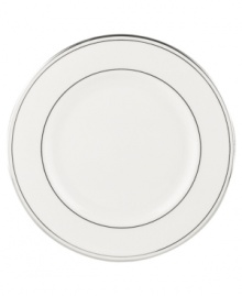 From the Lenox Classic Collection, Federal Platinum formal dinnerware and dishes add a luxurious note to your table. Made of exquisite white bone china with platinum trim, a complete selection of pieces is available. Coordinating Debut Platinum crystal stemware adds the finishing flourish. Qualifies for Rebate