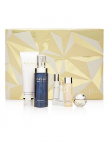 Discover the gift of luminous beauty with this quintessential set. Experience transformed radiant skin with these Clé de Peau Beauté skin care essentials. Set includes: Gentle Cleansing Foam, 3.7 oz.; Gentle Nourishing Emulsion, 4.2 oz., Gentle Balancing Lotion, 1 oz.; Gentle Protective Emulsion, 0.4 oz., Intensive Facial Contour Serum, deluxe sample and La Crème deluxe sample. Made in Japan. 