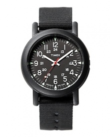 Inspired by the outdoor arts, this rugged camper watch features a canvas strap and retro analog face.