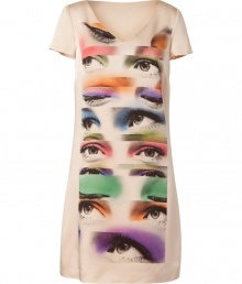 An ultra-chic Pop Art print adds quirky-cool appeal to this classic shift dress from Moschino C&C- V-neck, short sleeves, front eye print, A-line silhouette - Wear with platform pumps and a studded clutch