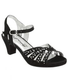 What a treasure. Show her what a precious gem she is with these jeweled sandals from Nina.