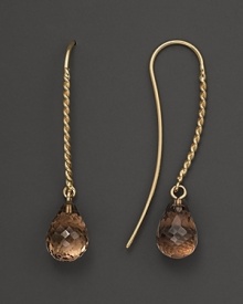 Faceted smoky quartz briolettes add rich sparkle to 14K yellow gold. By Nancy B.