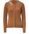 No need for this seasons statement necklaces, this luxe cashmere cardigan from Steffen Schraut brings the bling with a crystal-embellished collar - Rhinestone detailed Peter Pan collar, long sleeves, concealed front button placket, slim fit- Wear with a retro-inspired blouse, a full swing skirt, and ballet flats