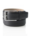 Top off your look with the sleek modern texture of this embossed leather belt from Tumi.