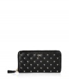 Inject whimsical luxe to your everyday style with this heart stud embellished leather wallet from cult-favorite Anya Hindmarch - Classic rectangular shape, top zip closure with tassel, front logo detail, allover heart stud embellishment, inside card slots and billfold - Perfect for everyday use or as a thoughtful gift