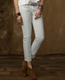 Its sorbet shade makes it look sweet enough to eat, but thanks to its sexy, skinny fit, Denim & Supply Ralph Lauren's cropped stretch jean is tough enough to create even the edgiest ensembles.