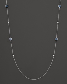 Diamonds and London blue topaz dot a sterling silver chain. By Ippolita.