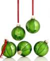 Simply brilliant, Martha Stewart Collection Christmas ornaments will be an annual favorite in glass that's striped and spotted with festive green glitter.