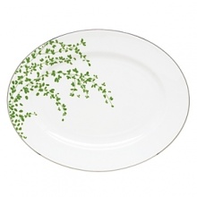 An instant classic from Kate Spade, the Gardner Street Green dinnerware collection is the definition of contemporary elegance. Green stems of foliage flourish on fine white bone china, creating a stylized two-tone floral motif to freshen up your table. Platinum edges add a touch of luxurious shine. Dishwasher safe.