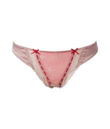 Lace-laden and ultra sweet, this thong from Elle MacPherson Intimates brings a sweet touch to any look - Lace front with lacing and double bow detailing, satin sides - Perfect under virtually any outfit