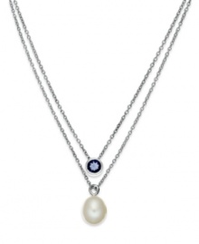 A classic style with a modern spin. Fresh by Honora's pretty two-row necklace features a cultured freshwater pearl (9-9-1/2 mm) and a bezel-set amethyst (1/2 ct. t.w.) in sterling silver. Approximate length: 16 and 17 inches + 2-inch extender. Approximate drop: 1/2 inch and 1/4 inch.