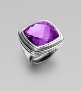 From the Albion Collection. A radiantly faceted amethyst glows within a smooth setting and band of sterling silver with rich rope-textured detailing. Amethyst Sterling silver About 1 square Imported