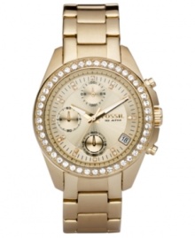 Fossil's gold tone and crystal Decker collection watch brings a splash of glamour to your everyday look.