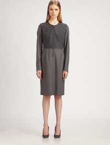 Minimal and chic, this wool-blend dress gets an edge from industrial zipper details.Jewel necklineFront zipLong sleevesZipper cuffsBack ventFully linedAbout 24 from natural waistBodice: 90% wool/10% cashmereBody: 92% wool/5% cashmere/2% nylon/1% spandexDry cleanMade in Italy of imported fabricModel shown is 5'9½ (176cm) wearing US size 4. 