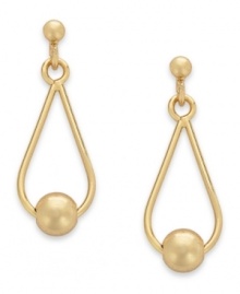 Added appeal. Giani Bernini gives its teardrop earrings, set in 24k gold over sterling silver, an extra bit of elegance with beads lying at the center. Approximate drop: 3/4 inch.