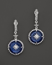 Judith Ripka Sterling Silver Aspen Stone Earrings with White Sapphire and Blue Corundum