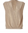 Inject a dose of modern glamour into your look with LAgences embellished sleeveless silk top - Wrapped V-neckline, sleeveless, wrapped front with hook closure, elasticized hemline, slit back - Loosely fitted, allover gold-toned stud-effect embellishment - Wear over a delicate cami with a form-fitting skirt for cocktails