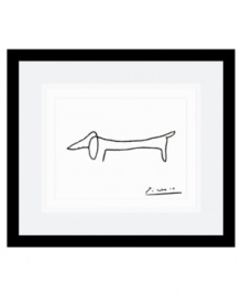 Pay homage to your favorite pup with this simple dog drawing. Picasso captures the essence of the dachshund in what looks like one continuous line. A deep, black satin frame maintains the artist's minimalist style.