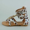 Josmo Leopard Print Flat Gladiator w/ Brass Trim