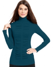 Alfani puts a fashion-forward spin on the turtleneck, adding ruched panels at the front for a modern effect.