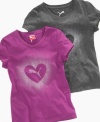 Sunshine style. Shimmery foil graphics on these v-neck tees from Puma make her style shine.