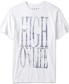 Say how you feel with this cool Guess Jeans v-neck tee.