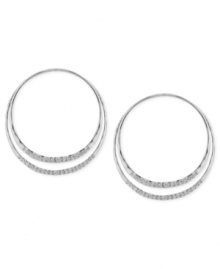 Sleek and stunning. This pair of double hoop earrings from Robert Lee Morris is crafted from silver-tone mixed metal with glass pave crystal accents providing a sparkling touch, twice over. Approximate diameter: 1-5/8 inches. Approximate drop: 2 inches.