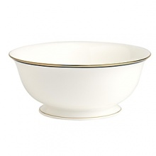 Kate Spade and Lenox join together to bring ease, elegance and understated wit to the table. Library Lane, a pattern banded with stripes, can be dressed up by mixing in the accent plate that is rimmed in navy with gold dots.