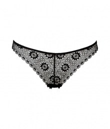 Sultry black crochet lace string thong - This sexy and sweet thong is perfect under any outfit - Adorable crochet detail and flattering fit - Made by high-end intimate apparel brand Kiki de Montparnasse