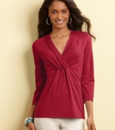 Irresistible style at an amazing everyday price: Charter Club's stretch cotton top with a flattering crossover neckline.