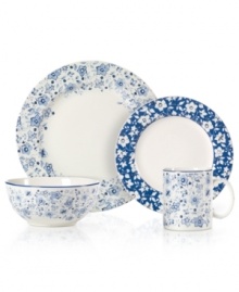 A classic beauty, the Blue Meadow place setting features delicate blooms rooted in fuss-free Pfaltzgraff stoneware. Crisp blue highlights in pure white refresh country settings with effortless elegance.