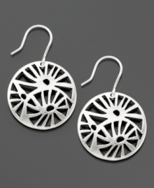 These Kenneth Cole New York earrings deliver happiness with a bursting filigree pattern crafted in silvertone mixed metal. Approximate drop: 1-1/4 inches. Approximate diameter: 3/4 inch.