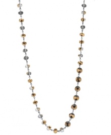 Best of both worlds. Two-tone cherry beads in bronze and silver embellish Kenneth Cole New York's long necklace, making it a versatile style for mixing and matching within your wardrobe. Crafted in hematite tone mixed metal. Approximate length: 43 inches.