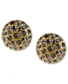 Sweet studs from Kenneth Cole New York. Embellished with dark pave crystals, these golden stud earrings are small drops with big style. Crafted in gold tone mixed metal. Approximate diameter: 1/3 inch.