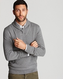 This exceptional pullover is modeled on a classic shawl collar silhouette but cleverly updated in decadently soft pima cotton for a luxurious feel.