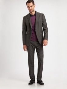 A straight-leg silhouette that fits comfortably throughout the leg and blends easily within your suiting collection, tailored from superior Italian wool for endless style and verstility.Flat-front styleButton/zip closureSide slash, back welt pocketsInseam, about 35WoolDry cleanImported of Italian fabric