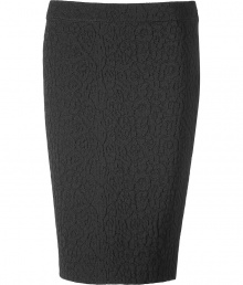 Luxurious black skirt in a viscose-cupro blend - decorative, elegant shape - a modern classic by Givenchy with famous slenderizing pencil skirt - small waistband - slim, figure enhancing skirt, just above-knee length - exclusive no-nonsense basic and so versatile - perfect for wear in the office with a suitable blazer and blouse, but sexy with a tank top and biker jacket