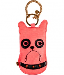 Punchy in bright orange, Marc by Marc Jacobs bulldog coin purse is a cute way to liven up your look - Zip-around closure, textural PVC, gold-toned key ring with clip chain attached - An incredibly fun way to stash away your change