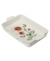 This beautiful baker goes gracefully from the oven straight to the table. Coordinate with the rest of the flower and butterfly bedecked Butterfly Meadow collection from Lenox. Qualifies for Rebate