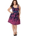 A pretty floral print enlivens the classic A-line plus size dress by Spense.