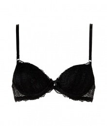 Add instant sex appeal with this comfortable and sultry bra from Elle MacPherson Intimates  - Adjustable narrow straps, slightly padded cups, hook and eye closure, lace and bow detail - Perfect underneath your favorite dress or in the boudoir on its own