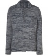 Finish your look on a cool modern note with Closeds soft grey and navy marled knit cardigan, the perfect fusion of cozy and contemporary - Spread collar, buttoned notched lapel, long sleeves, button-down front, patch pockets - Modern straight slim fit - Wear with bright scarves and favorite jeans, or blazer style with sleek button-downs and sharply tailored trousers