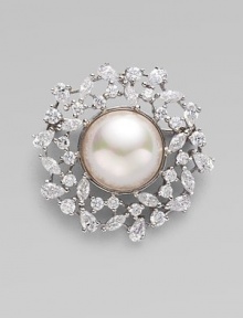 An elegant wreath of luminous pearls and sparkling cubic zirconia.16mm man-made organic pearls Cubic zirconia Sterling silver Drop, about 1 Made in Spain