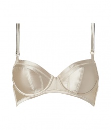 Elegant cream-colored bra made ​.​.of fine silk stretch - Demi bra works well even for small sizes - Lightly padded, gives a nice push-up - Brilliant for wide boatnecklines and sheer blouses - Back hook closure - A minimum spandex content provides an ideal fit - Adjustable straps - Sexy, stylish, seductive - Makes a nice set