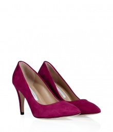 With their rich hue of fuchsia suede and ultra comfy padded insoles, Diane von Furstenbergs pointy toe pumps are a smart and sophisticated choice for all-day elegance - Pointed toe, covered heel, padded insole - Wear with everything from pullovers and jeans to tailored cocktail dresses and cropped fur coats